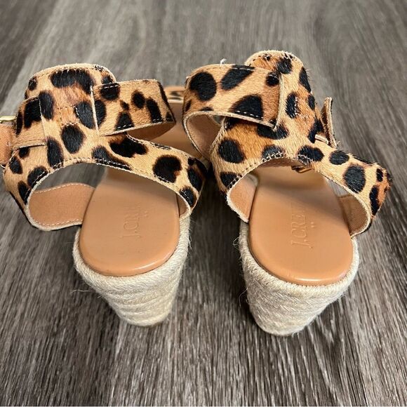 New J Crew Leopard Calfhair Wedge Espadrilles NWOT Size 7,5 - Picture 5 of 9